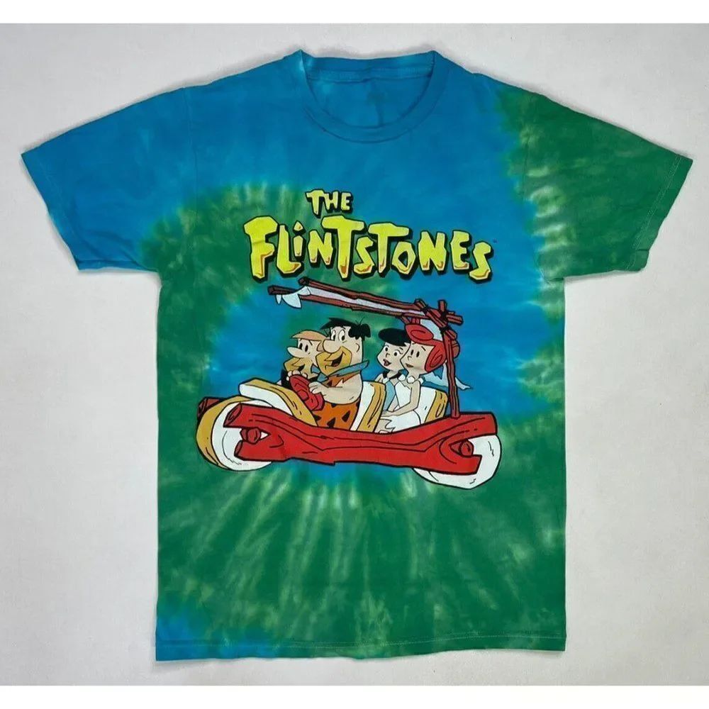 The Flintstones Graphic T-shirt Women Small Tie Dye Multicolor